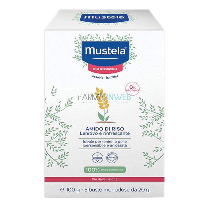 Mustela Amido di Riso Lenitivo e Rinfrescante per Pelli Sensibili 100 g